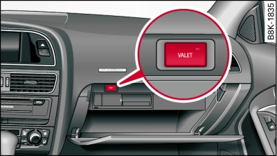 Porta-luvas: tecla da função Valet Parking